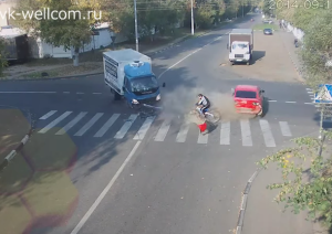 Cyclist cheats death